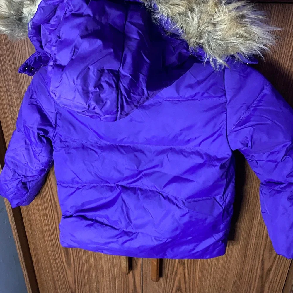 JiAmy 2 piece Snowsuit Kids Size 3T Purple Down Puffer Jacket and Bib Overalls